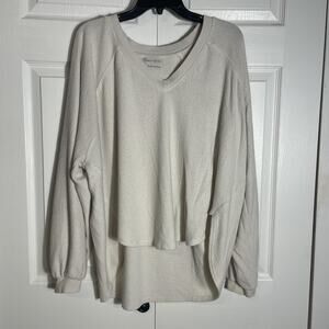 Urban Outfitters Shirt‎ Women Large Beige Oversized High Low Soft Terrycloth Top